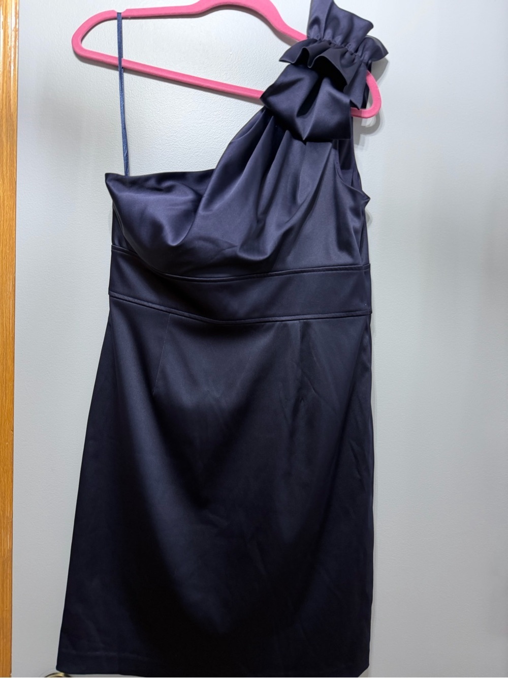 The Limited Event Navy Blue One-Shoulder Satin Cocktail Dress Size 12 NWT